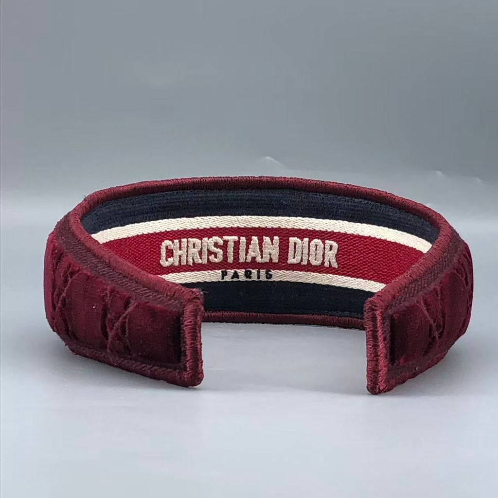 Christian Dior Cannage Velvet Headband Burgundy