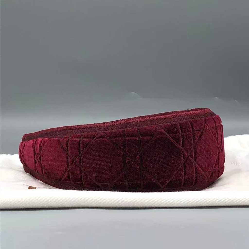Christian Dior Cannage Velvet Headband Burgundy
