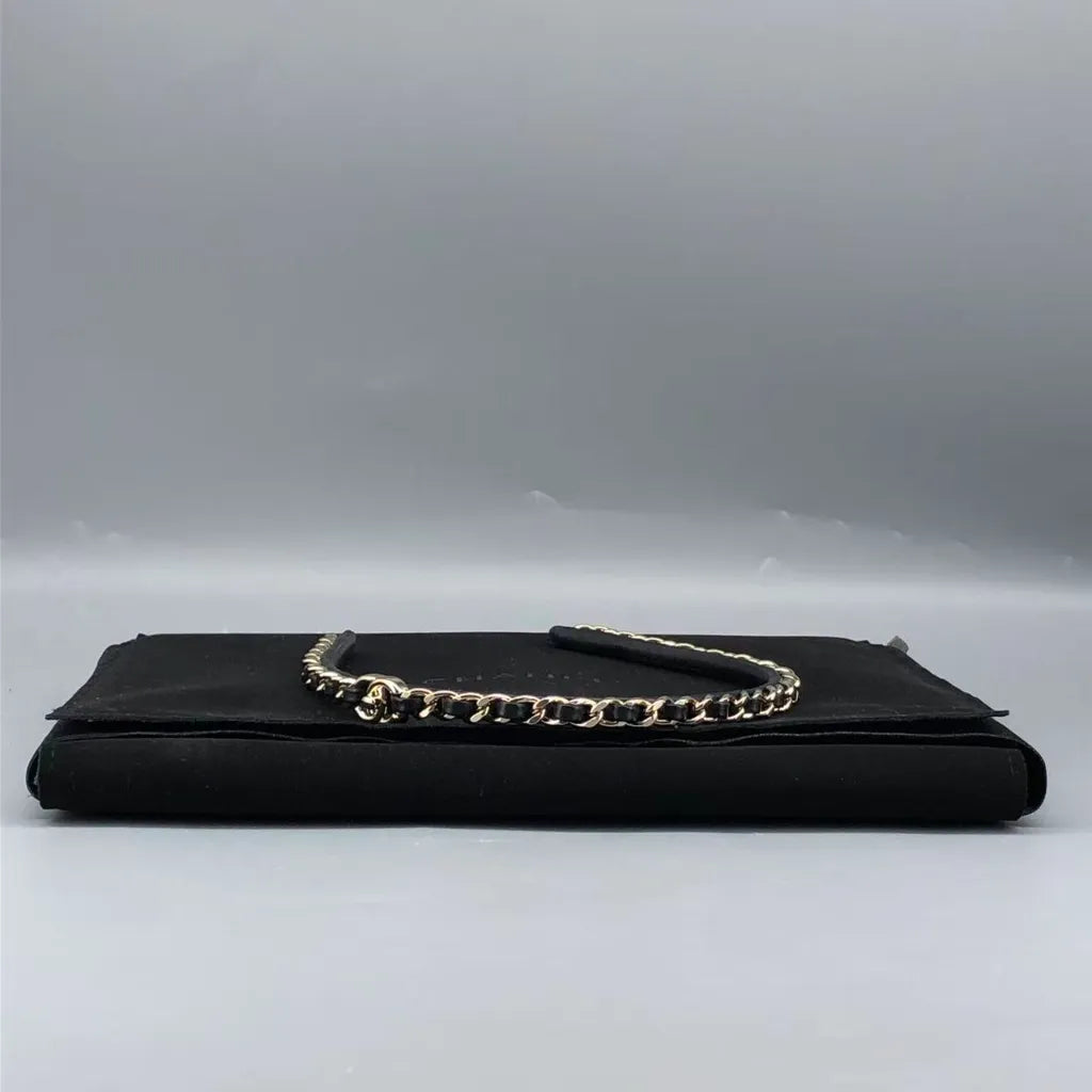 Chanel Coco Mark Turn-Lock Chain Headband Black Lambskin Leather Metal