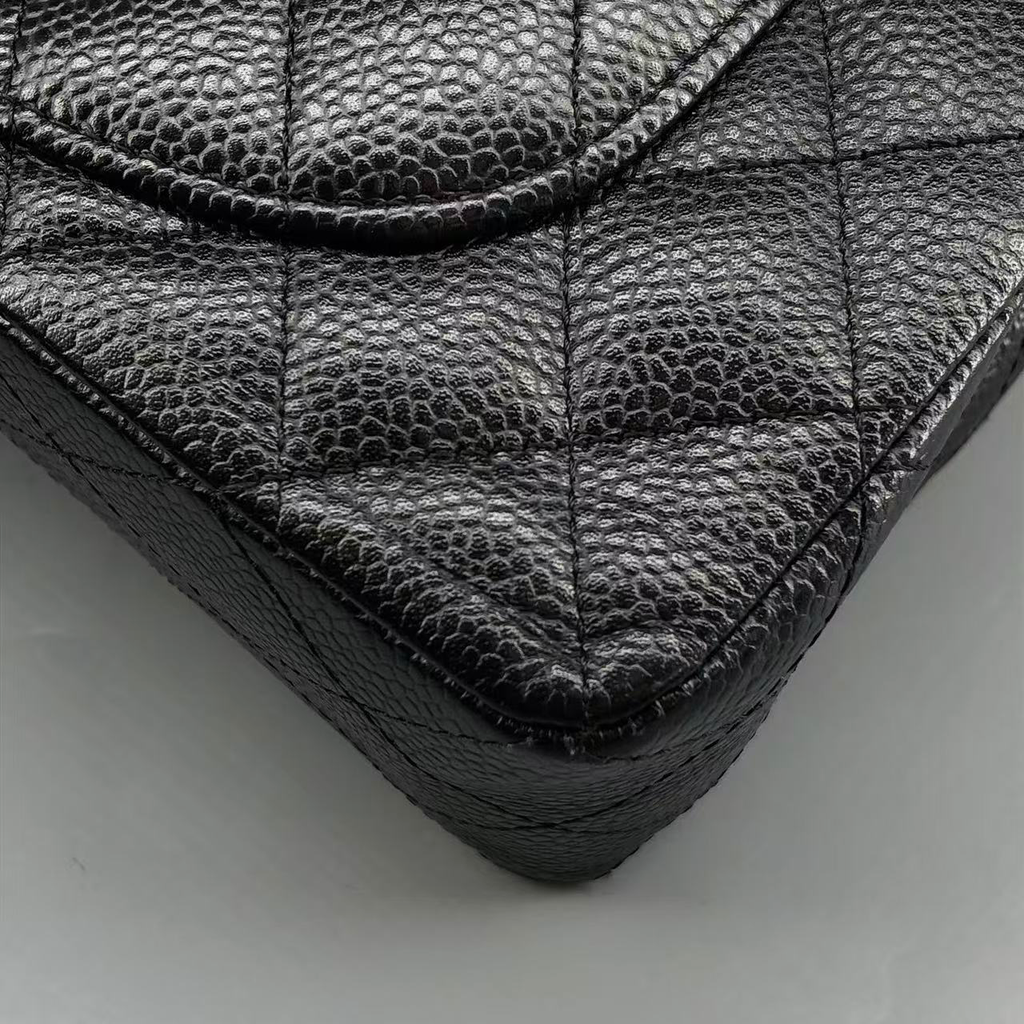 Chanel Classic Double Flap Bag Black Caviar Leather Gold Hardware