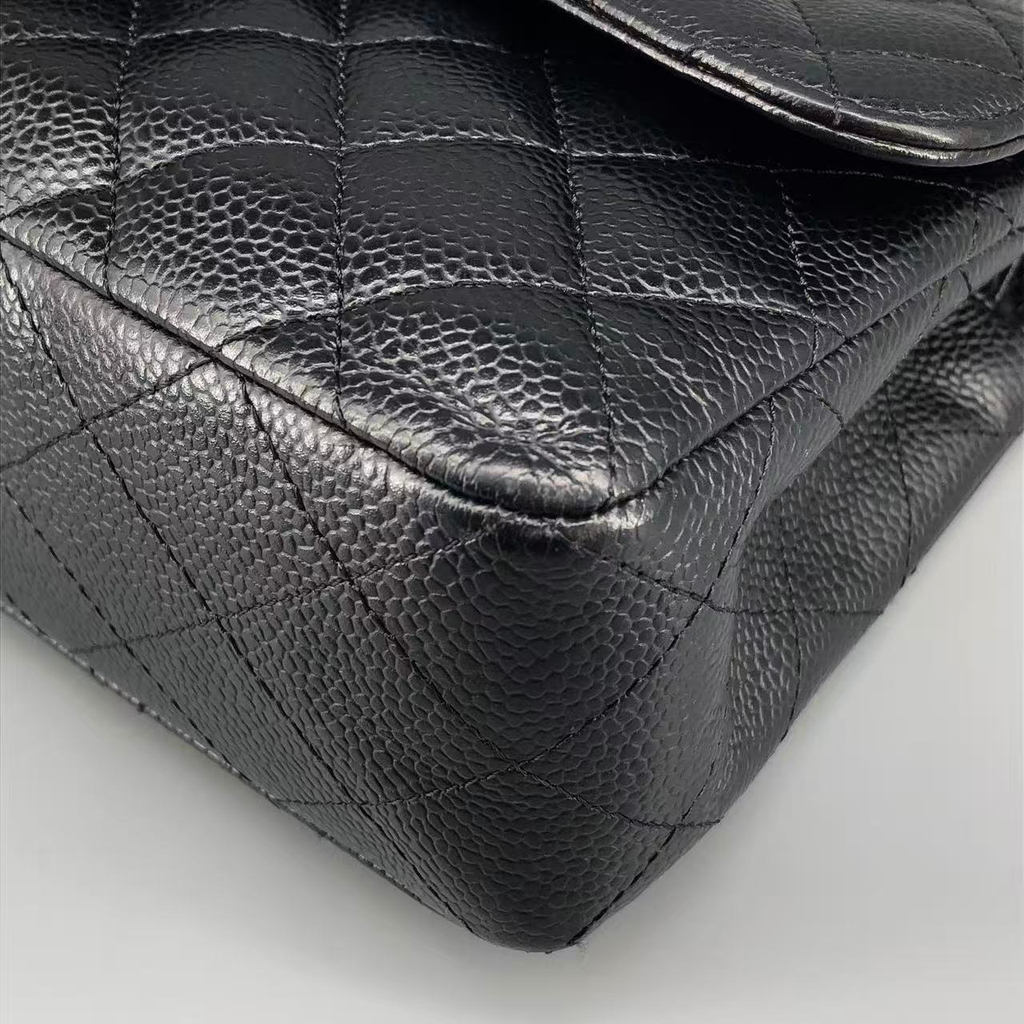 Chanel Classic Double Flap Bag Black Caviar Leather Gold Hardware