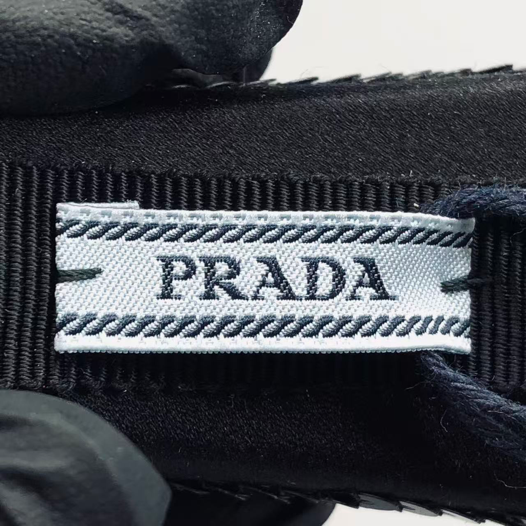 Prada Black Sequined Logo Detail Headband