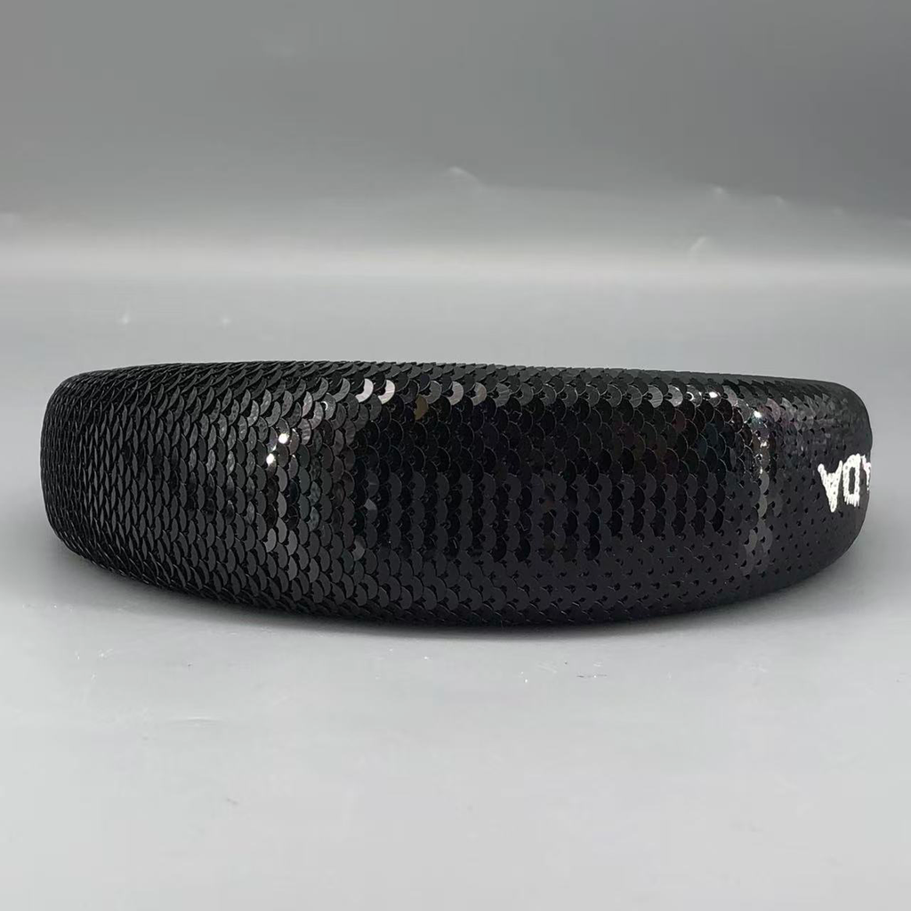 Prada Black Sequined Logo Detail Headband