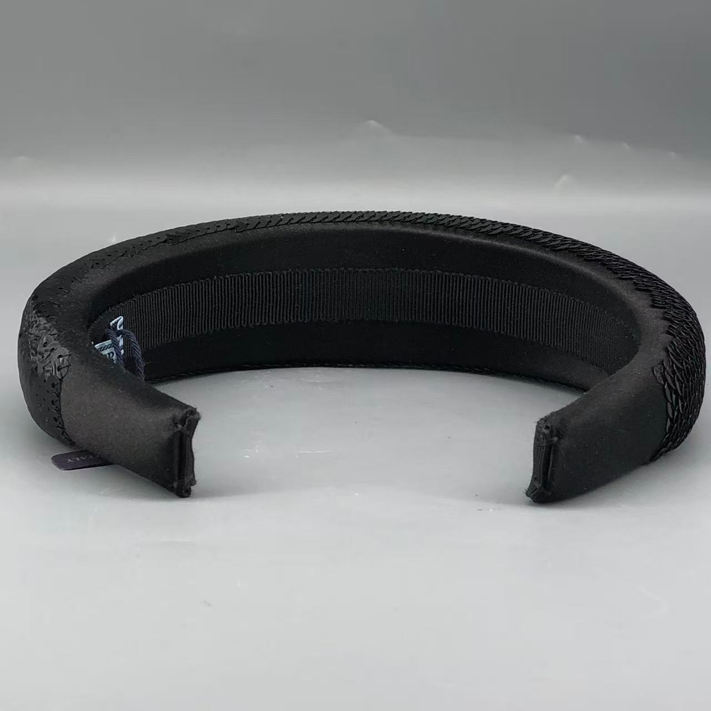 Prada Black Sequined Logo Detail Headband