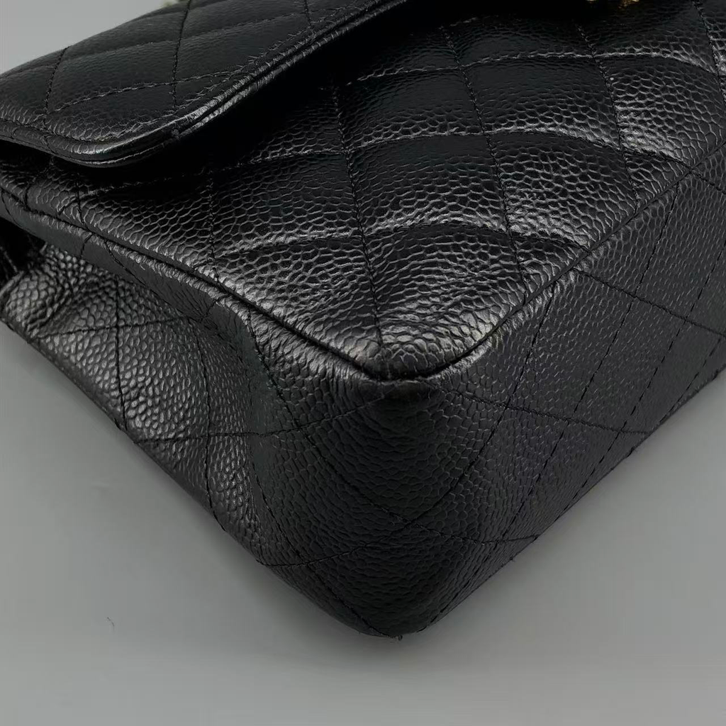 Chanel Classic Double Flap Bag Black Caviar Leather Gold Hardware