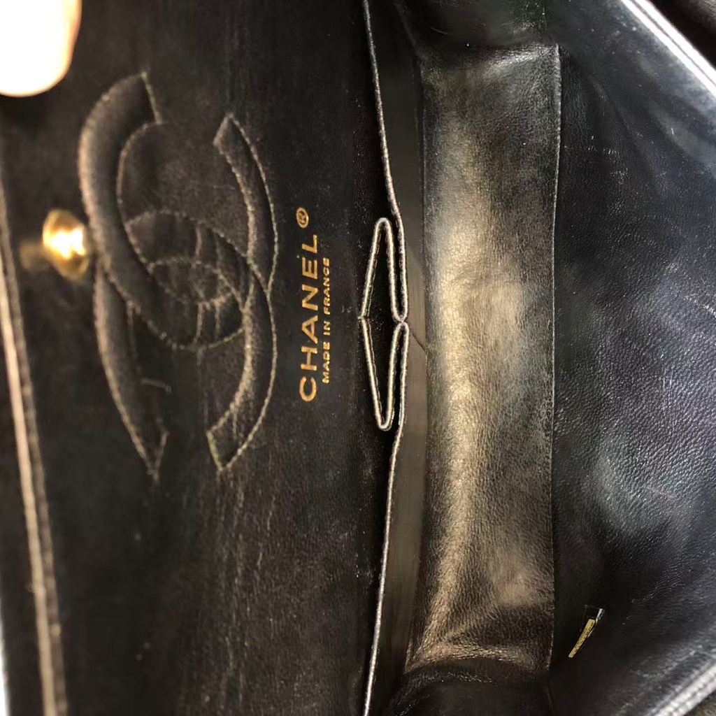 Chanel Classic Double Flap Bag Black Caviar Leather Gold Hardware