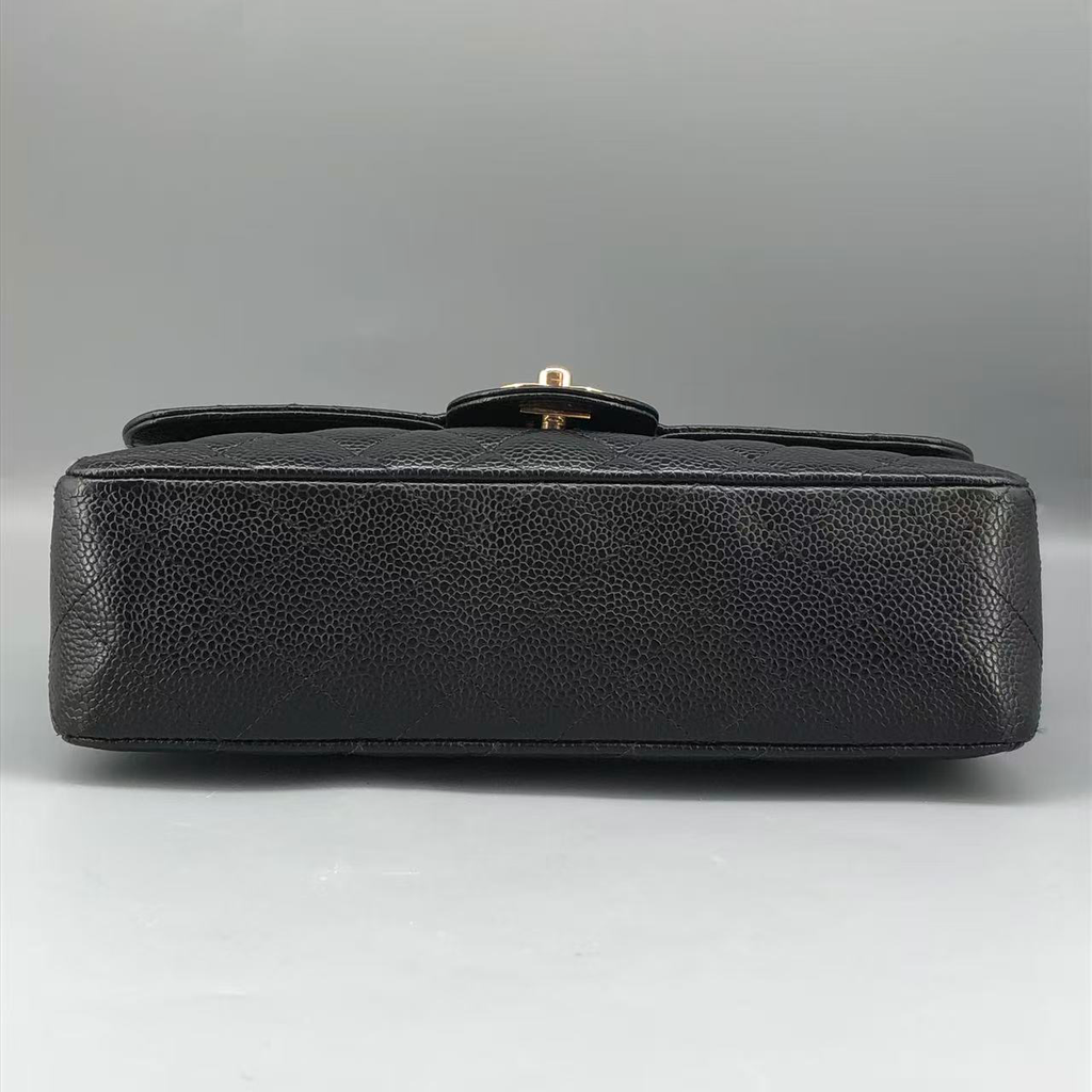 Chanel Classic Double Flap Bag Black Caviar Leather Gold Hardware