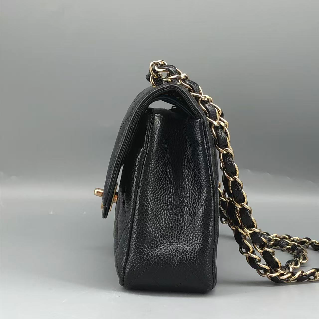 Chanel Classic Double Flap Bag Black Caviar Leather Gold Hardware
