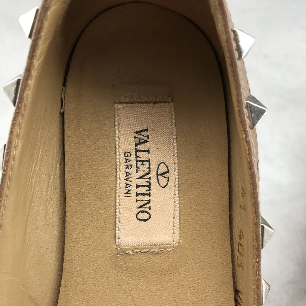 Valentino Garavani Rockstud Patent Leather Ballet Flats Nude