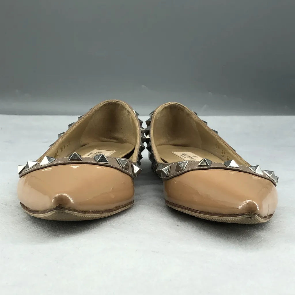 Valentino Garavani Rockstud Patent Leather Ballet Flats Nude