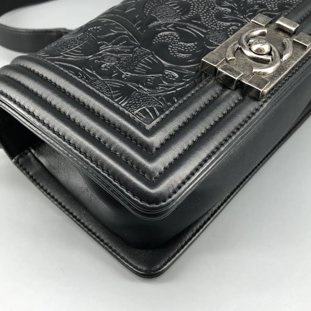 Chanel Black LeBoy Embossed Leather Bag