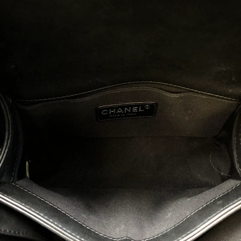 Chanel Black LeBoy Embossed Leather Bag