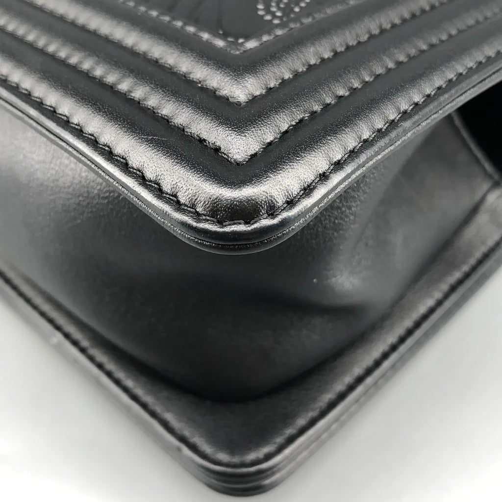 Chanel Black LeBoy Embossed Leather Bag