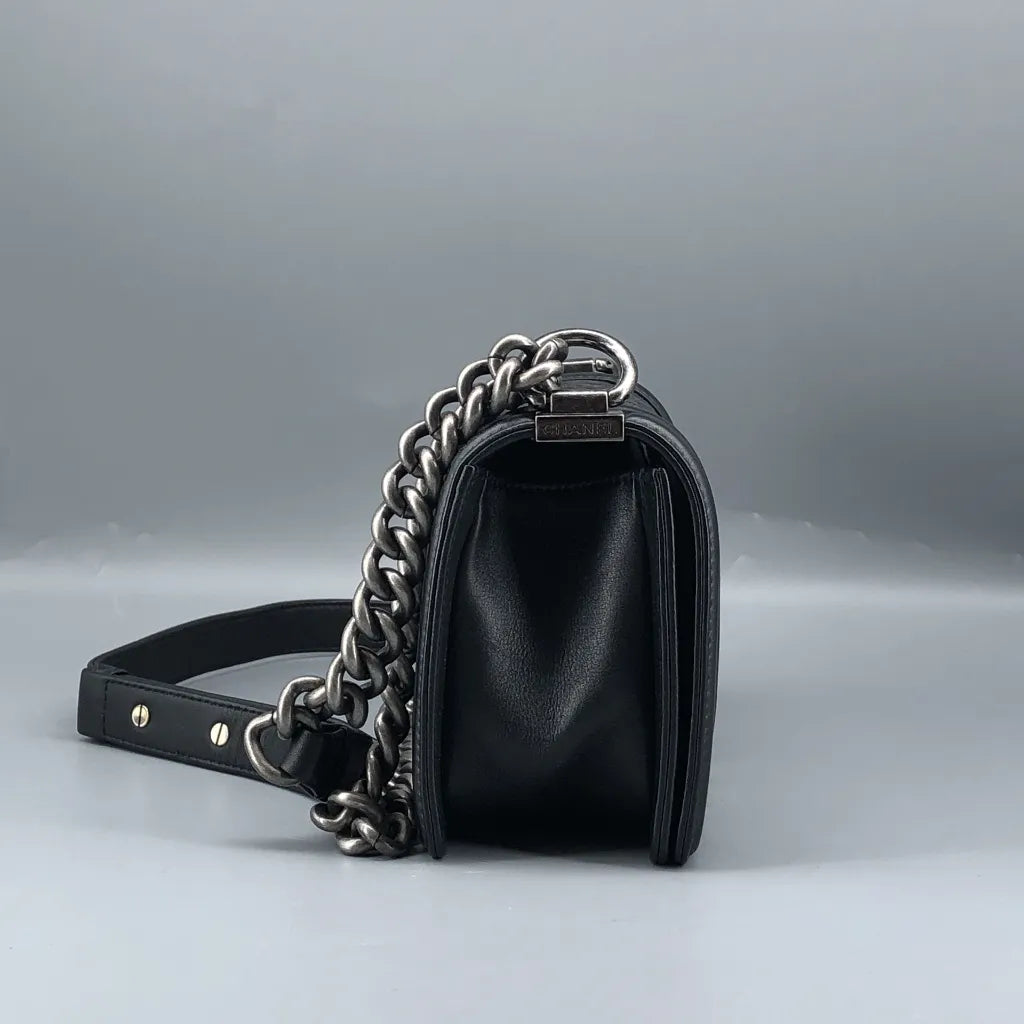 Chanel Black LeBoy Embossed Leather Bag