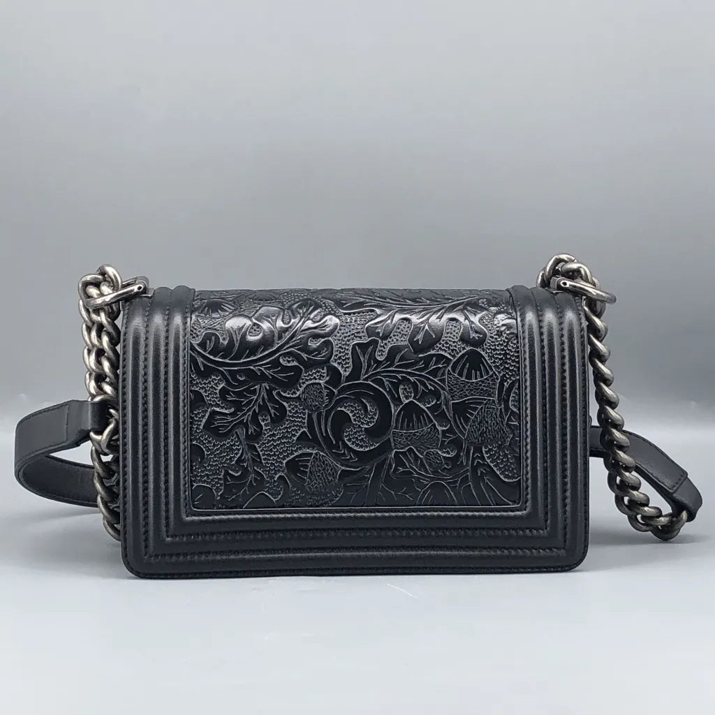 Chanel Black LeBoy Embossed Leather Bag