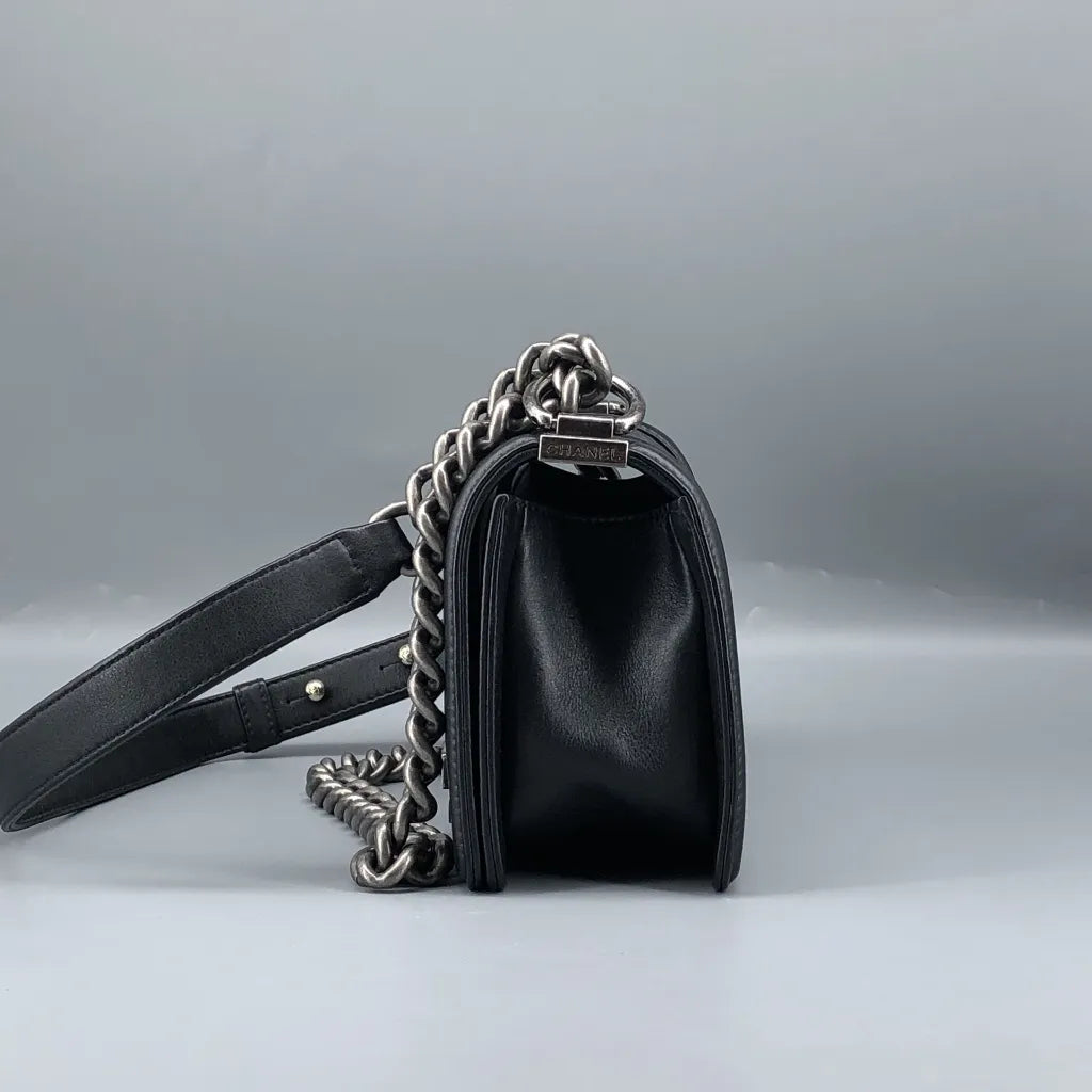 Chanel Black LeBoy Embossed Leather Bag