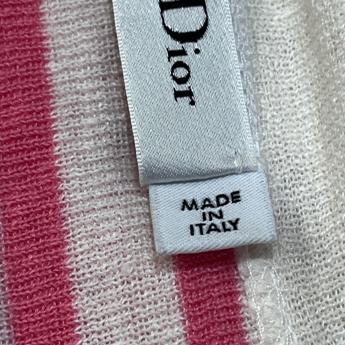 Christian Dior Beige & pink Stripe Women Long Sleeve Knit Top US size 8