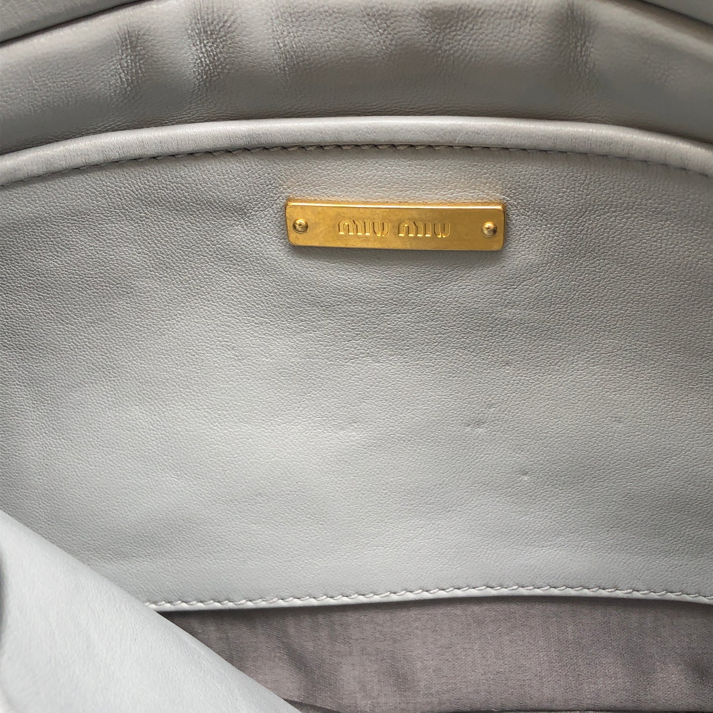Miu Miu Grey Matelasse Leather Chain Clutch Shoulder Bag