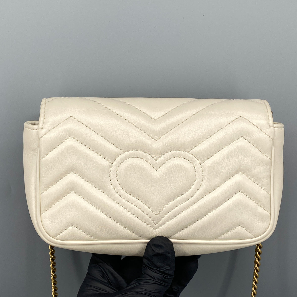 Gucci GG Marmont Super Mini Bag Cream Leather Crossbody Bag
