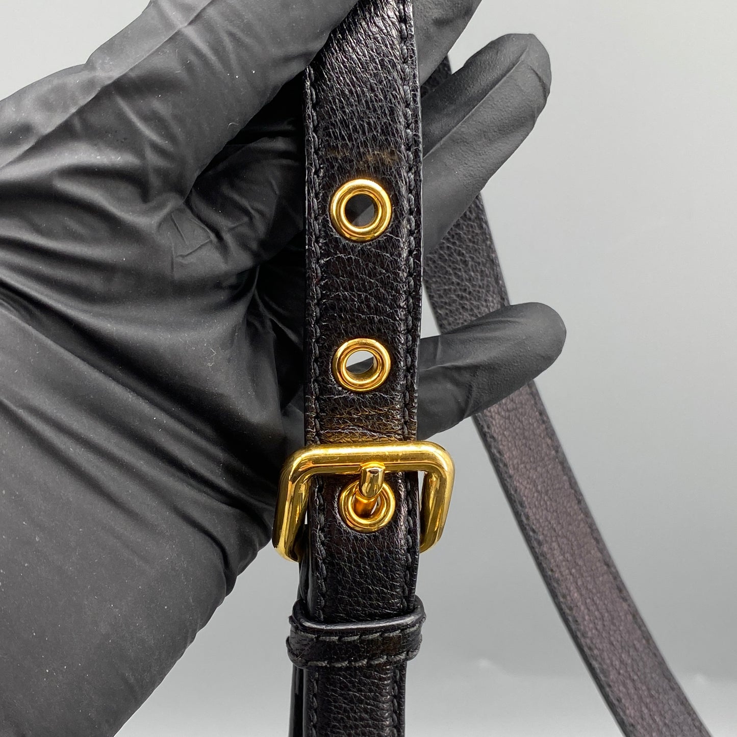 Miu Miu Black Leather Metal Lock Flap Crossbody Bag