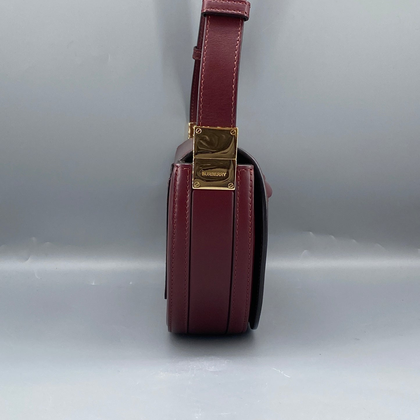 Burberry Deep Red Leather Saddle Shoulder Crossbody Bag