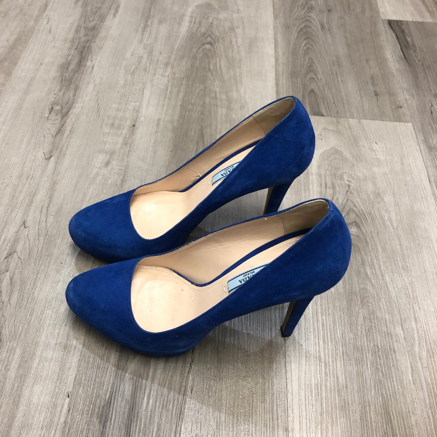 Prada Blue Suede Round Toe Pumps 39