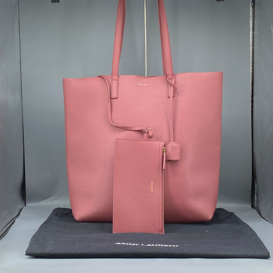Saint Laurent Pink Calfskin Leather Shopping Tote Bag