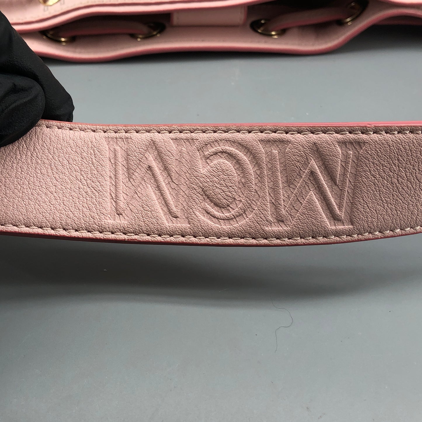 MCM Pink Visetos Print Drawstring Bucket Bag
