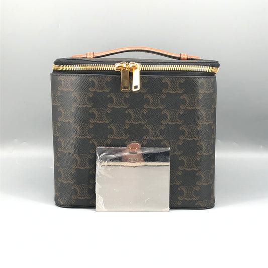 Celine Triomphe Canvas Vanity Case Bag Dark Brown