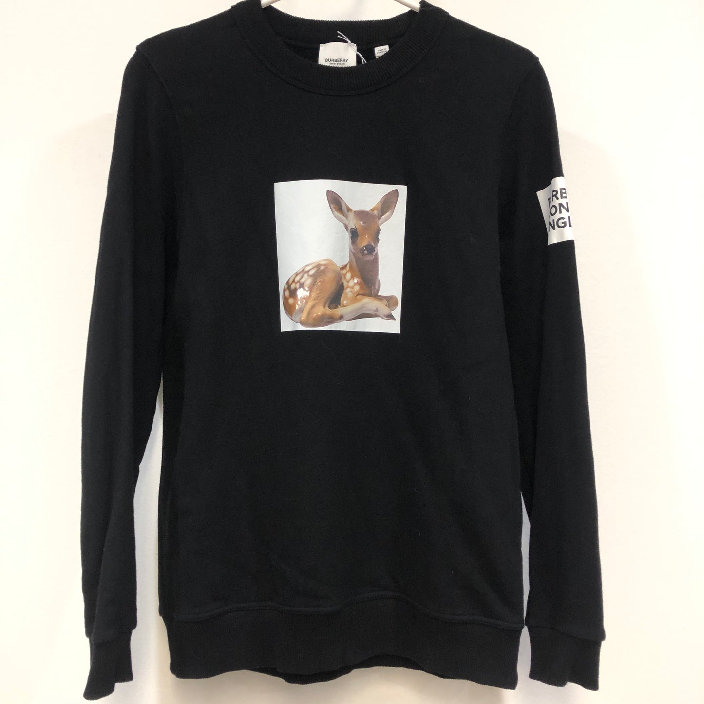 Burberry Bambi Print Cotton Sweatshirt Size S Black