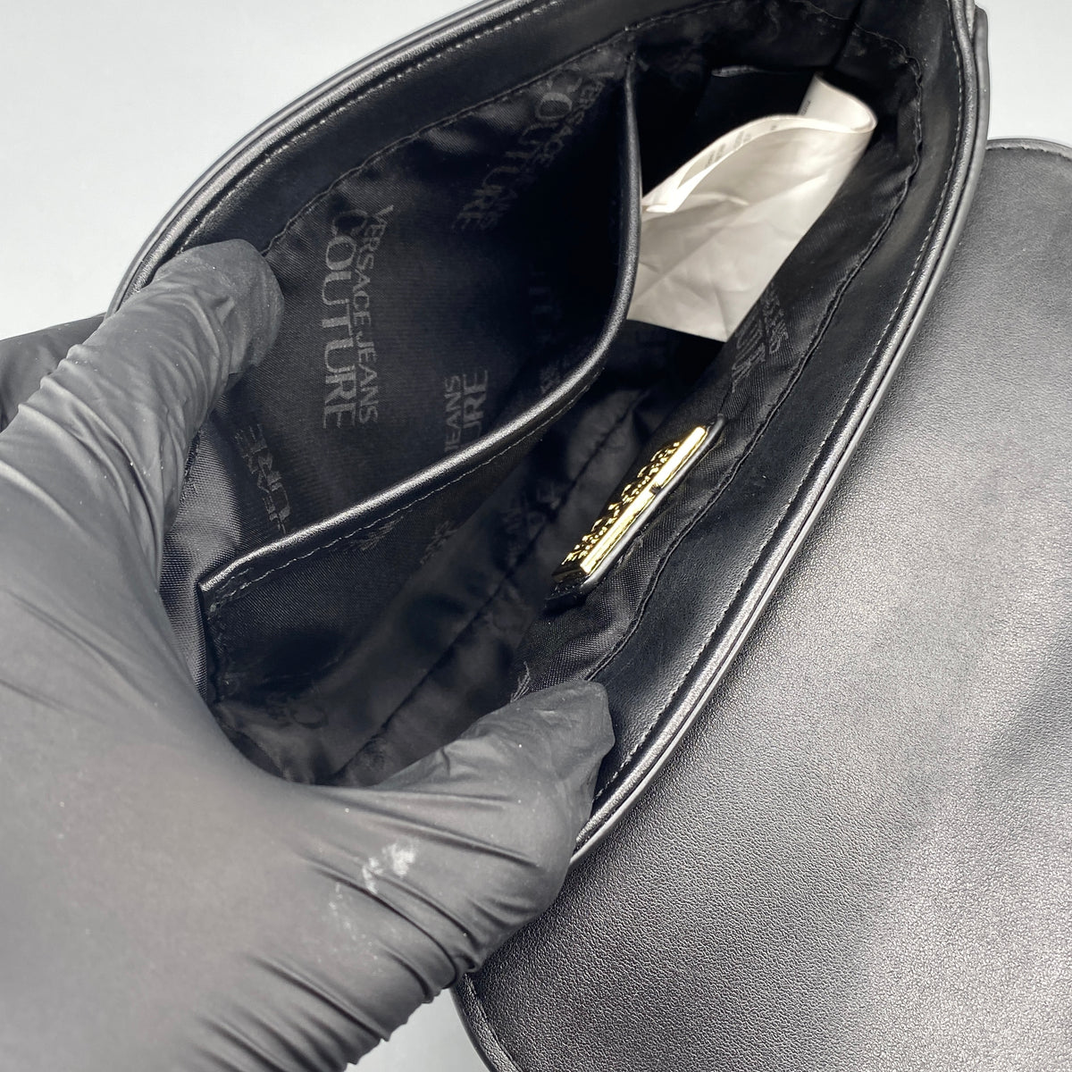 Versace Jeans Couture black saddle shoulder bag