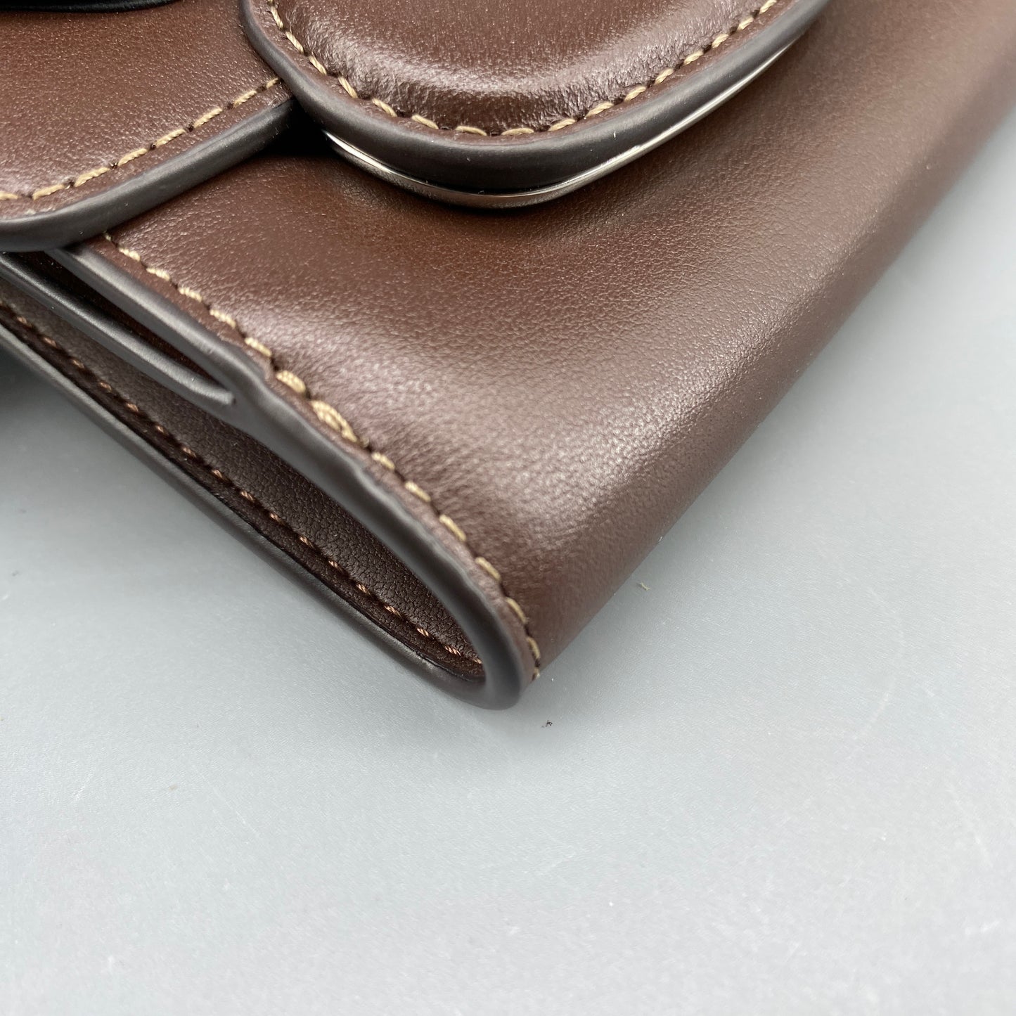 Coach Deep Brown Smooth Leather Flip Card Wallet
