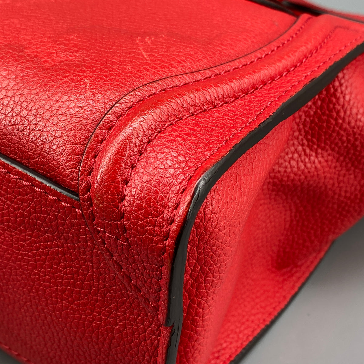 Celine Nano Luggage Red Leather Tote Bag