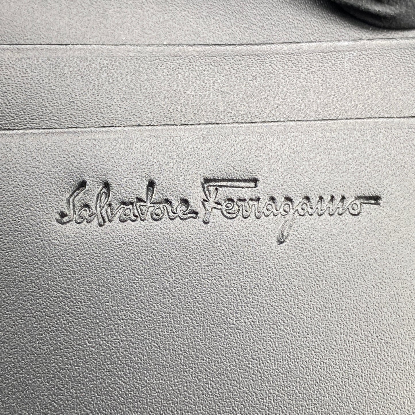 Ferragamo Black Embossed Gancini Bi-fold Card Wallet