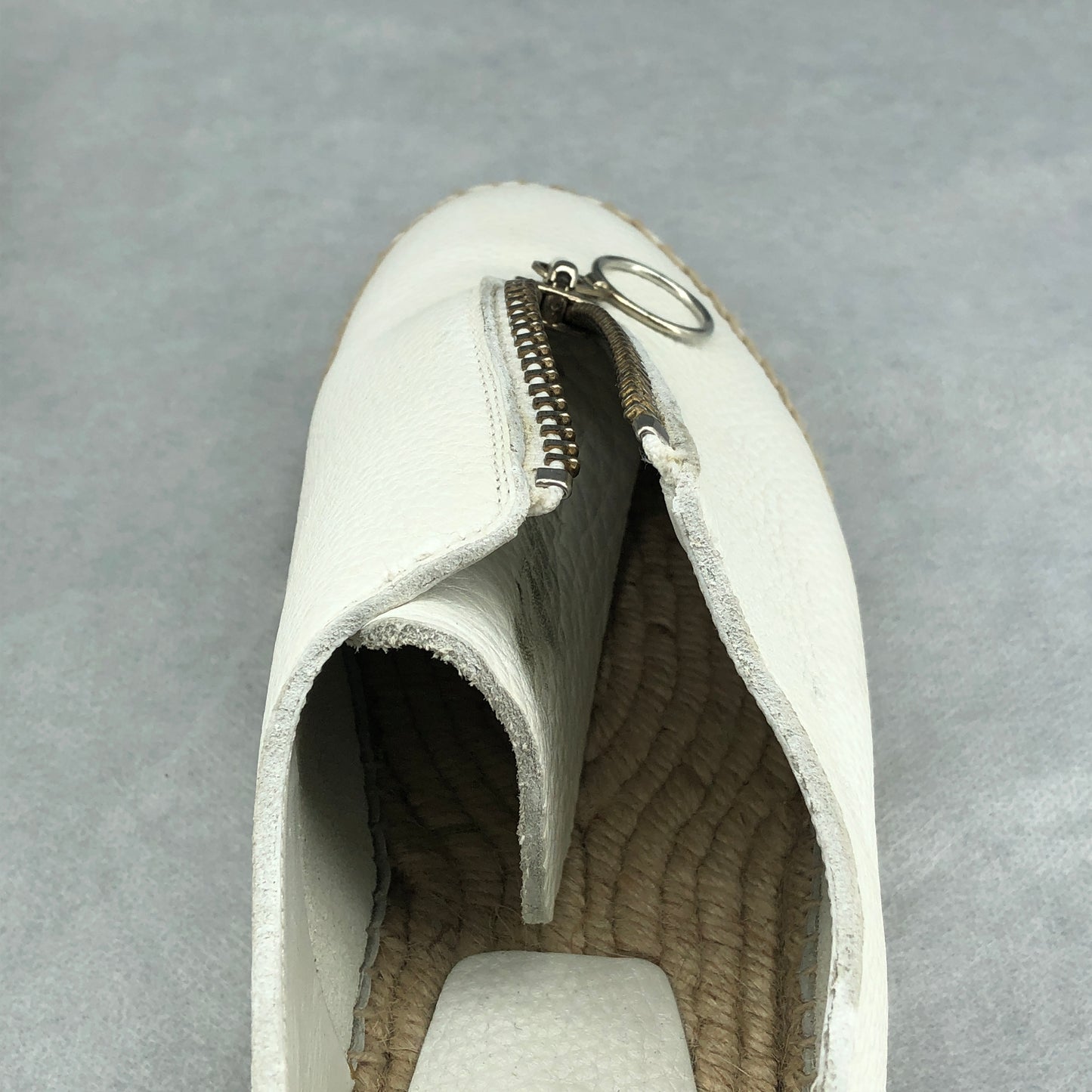 Alexander Wang Women's  White Leather Zipper Espadrille Flats Shoes Size 40