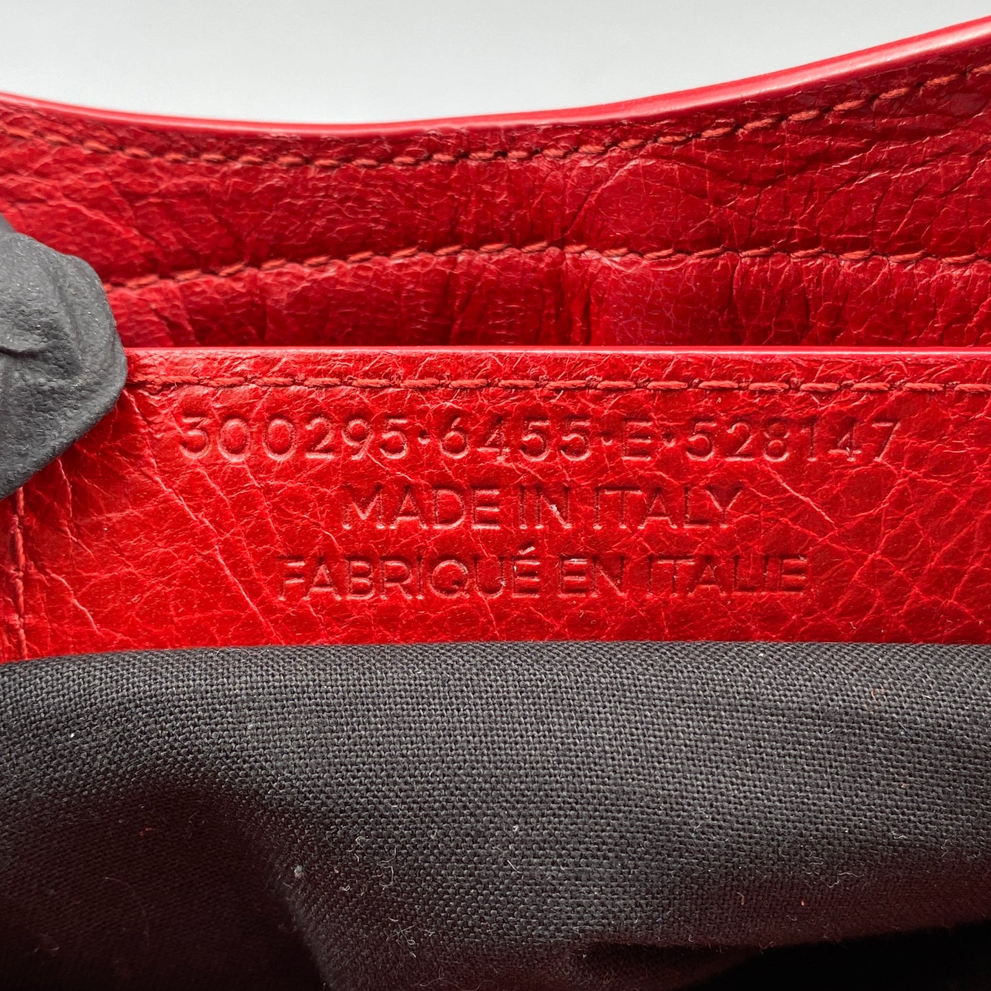 Balenciaga Red Lambskin Mini City Handbag