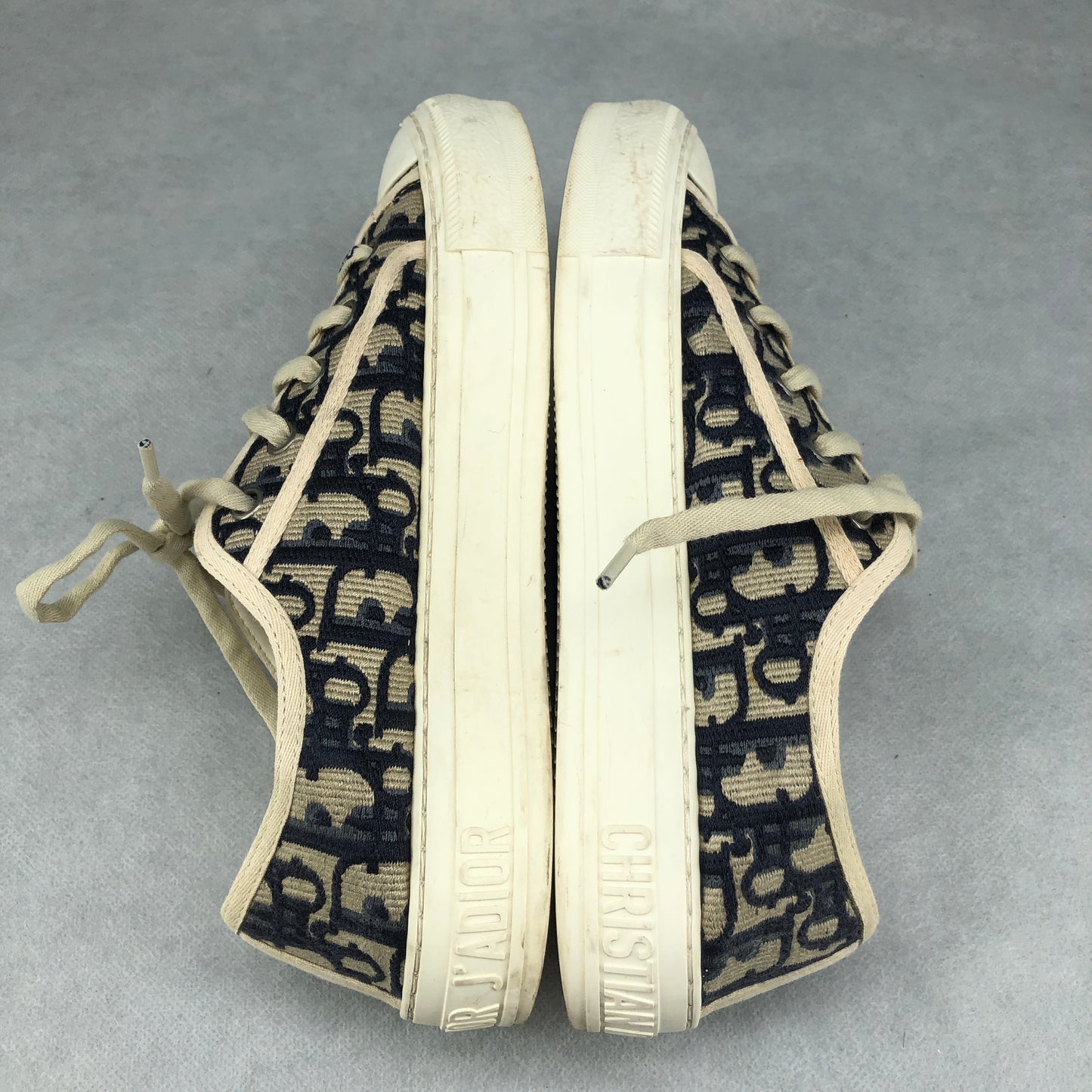 Christian Dior Walk'n'Dior Oblique Jacquard Low Top Sneakers Size 37.5 Cream & Navy