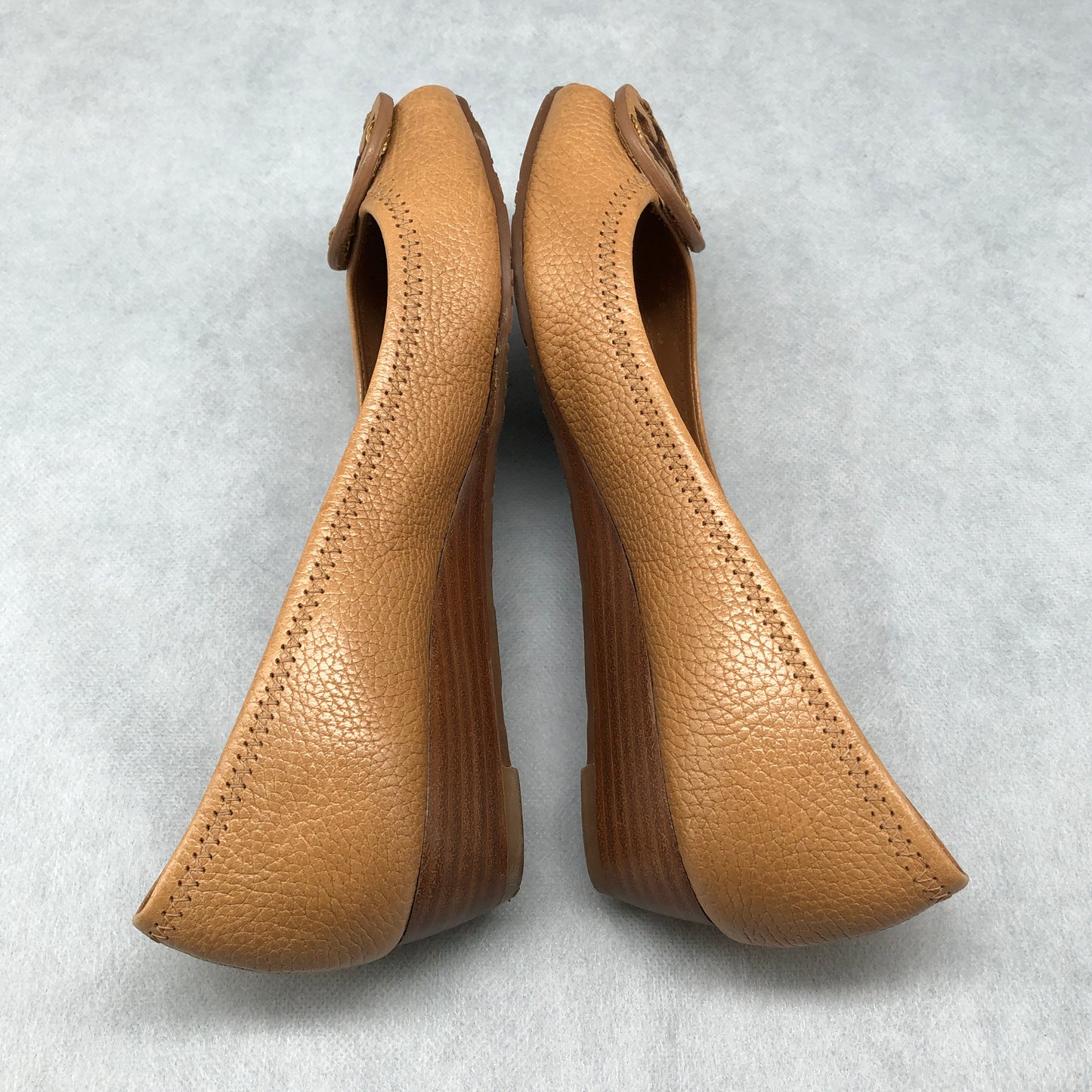 Tory Burch Tan Tumbled Leather Wedge Flats Size 7