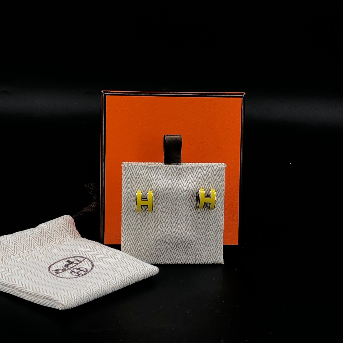 Hermes Yellow Enamel H Stud Earrings