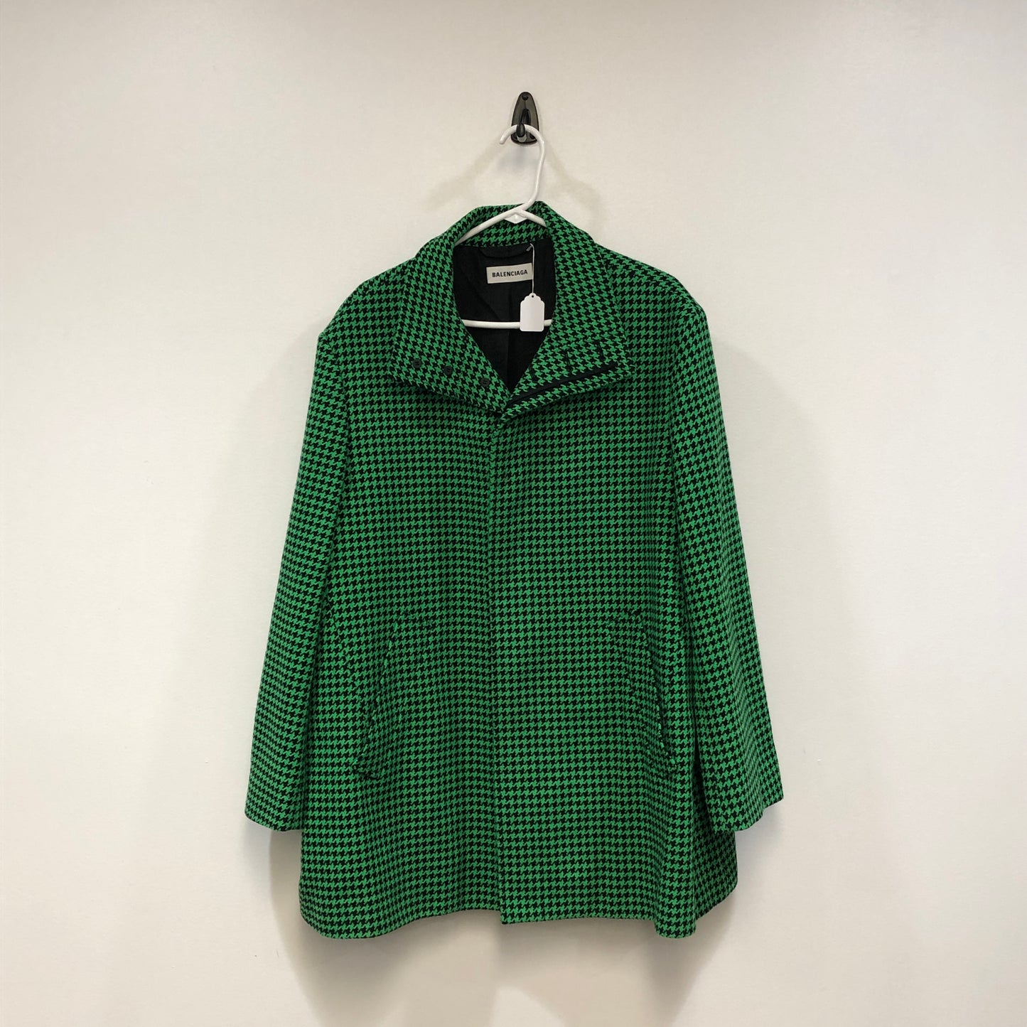 Balenciaga Green Houndstooth Wool Blazer Size 36
