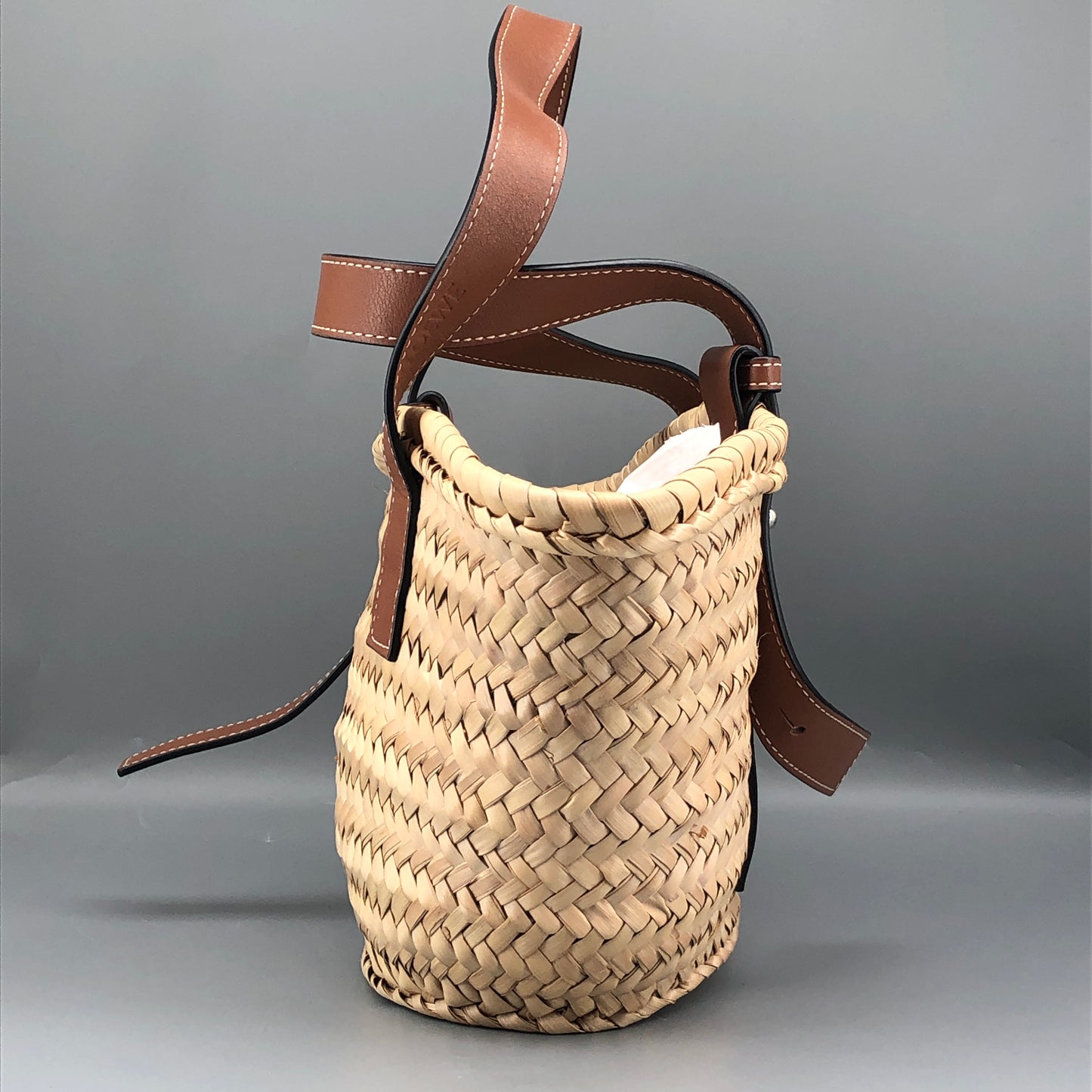 Loewe Anagram Straw Small Basket Tote Bag  Natural Straw