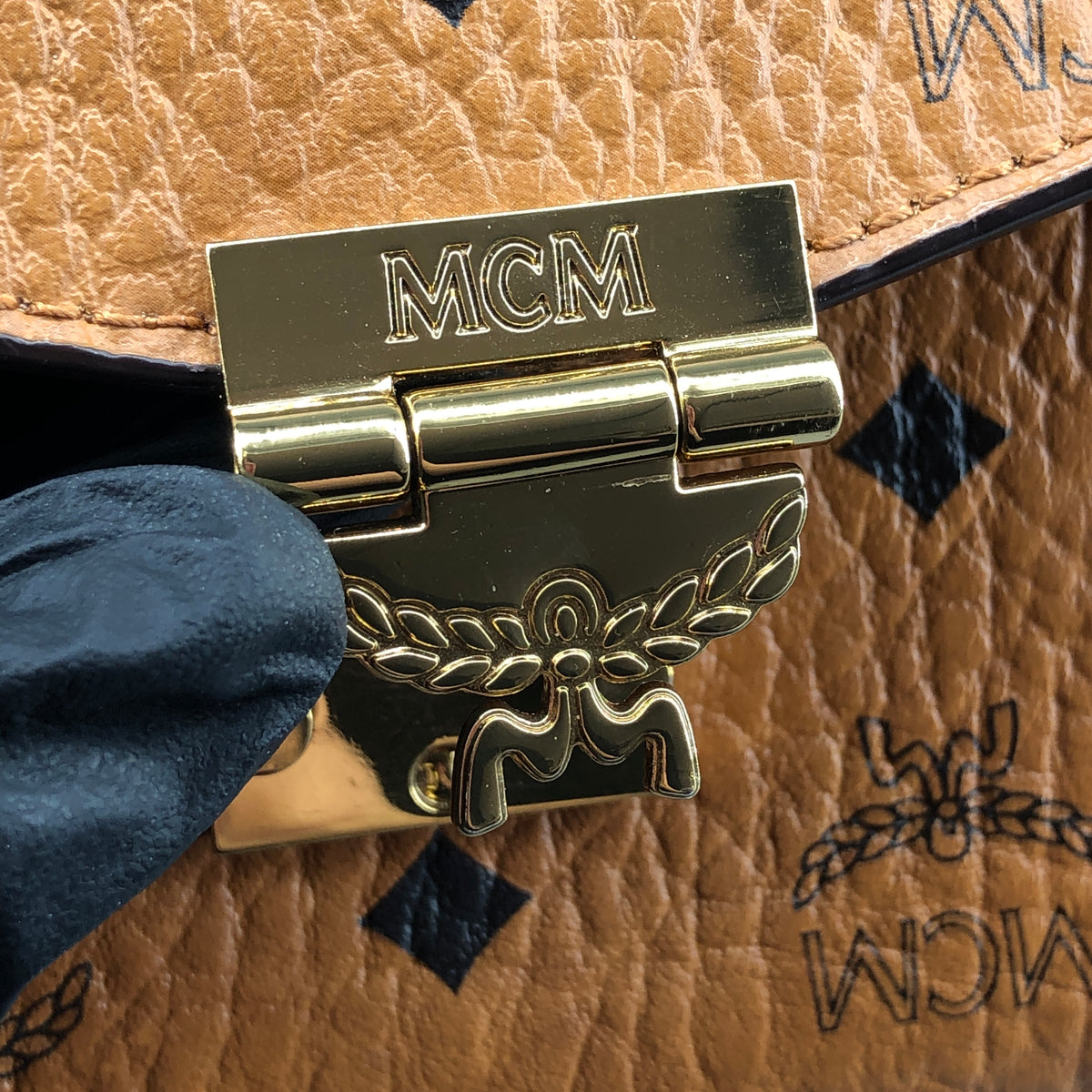 MCM Brown Visetos Chain Shoulder Bag