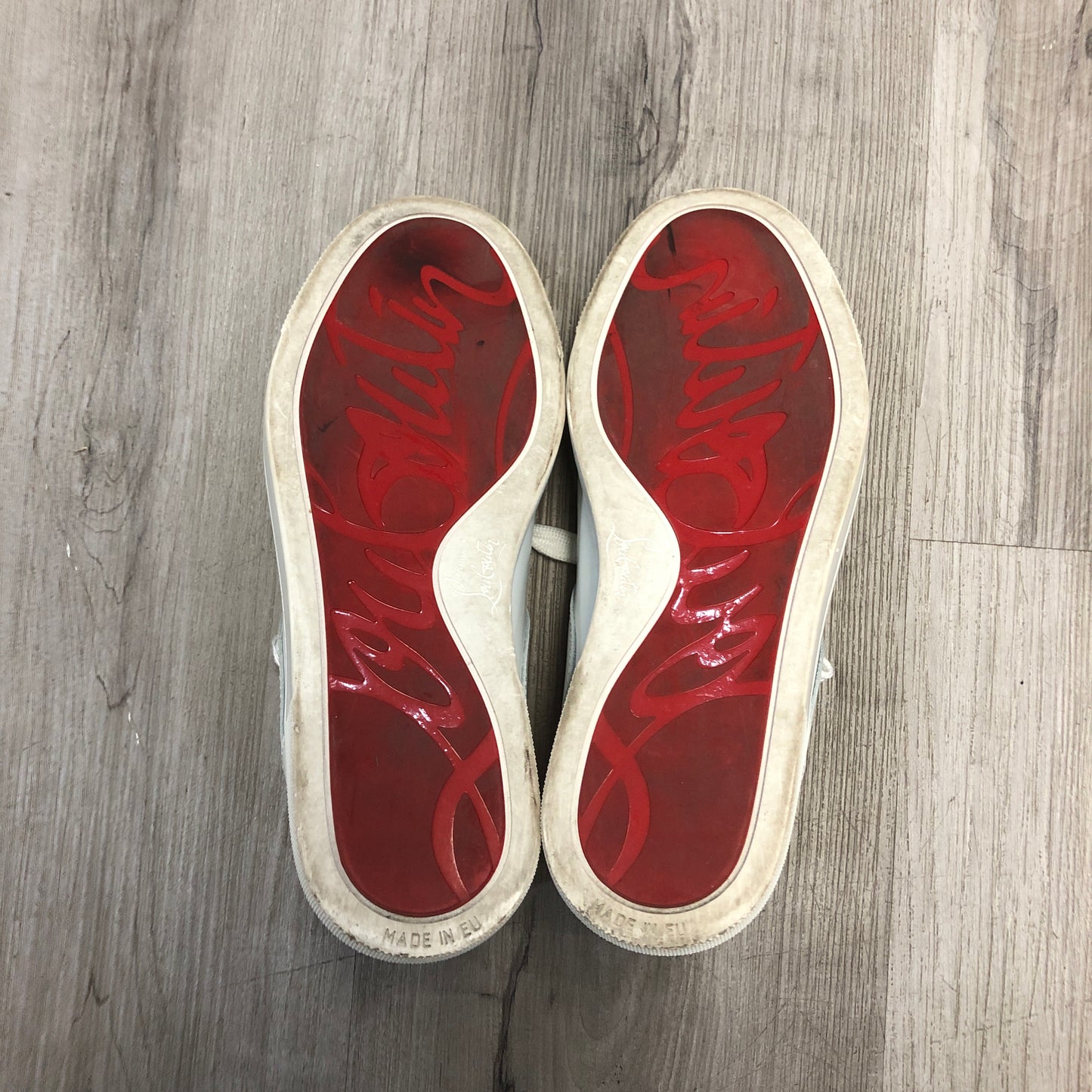Christian Louboutin Women's White Calfskin Low Top Lace Up Sneaker Shoes 35.5