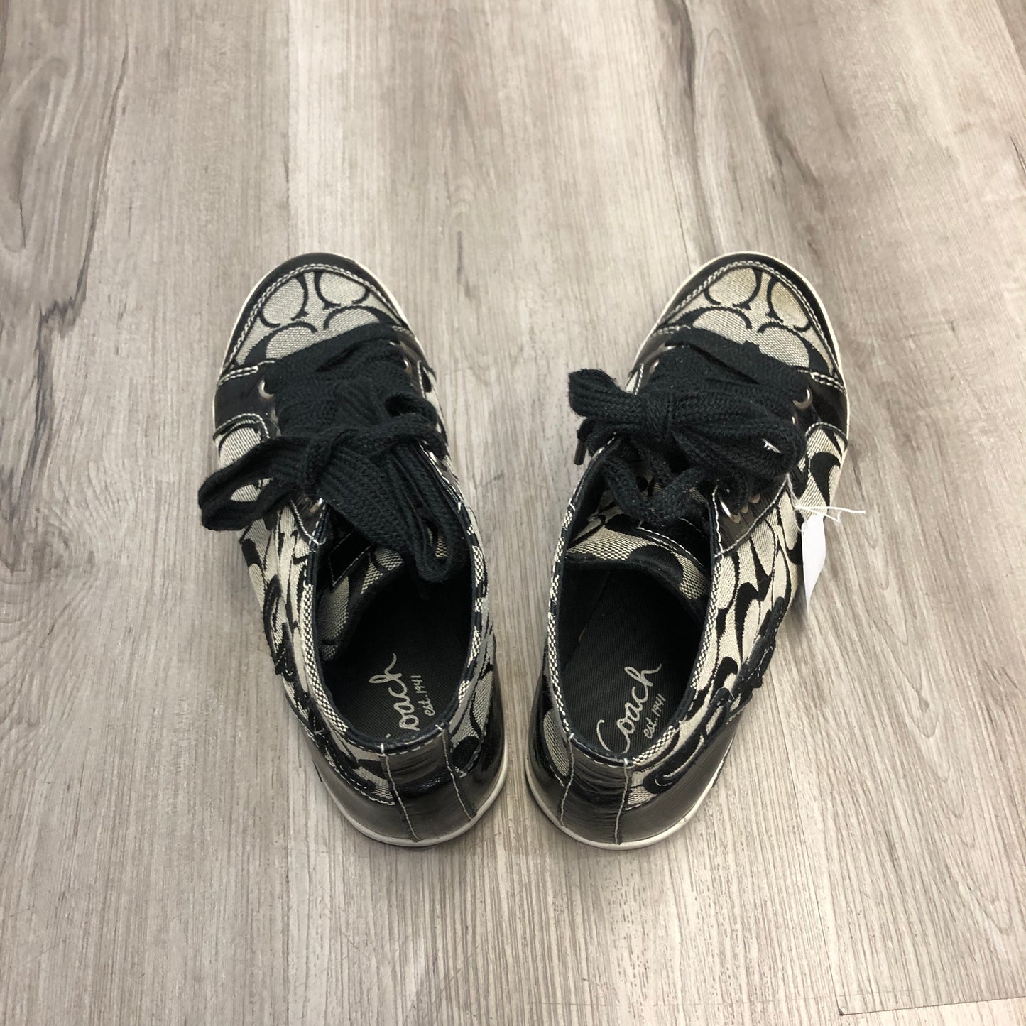 Coach Women's Signature Jacquard Low Top Lace Up Sneaker Shoes 6.5B Black Grey