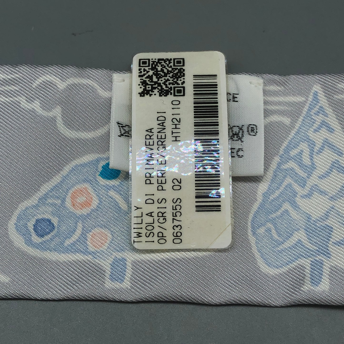 Hermes Set of 2 Twilly Scarves Grey Multi-Color Print