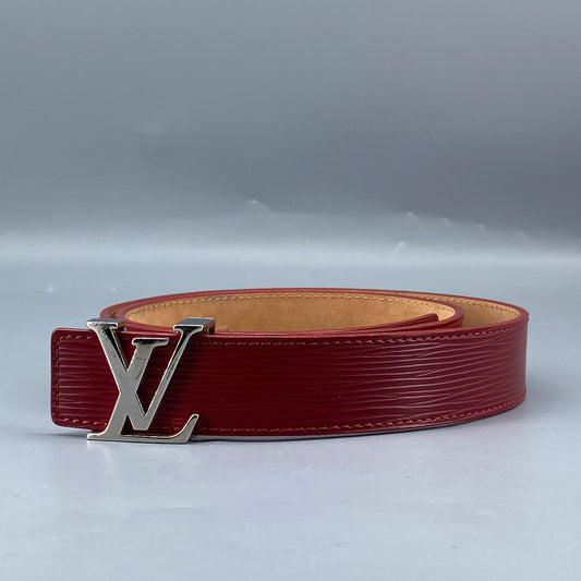 Louis Vuitton Epi Red Leather LV Buckle Belt Size 80cm