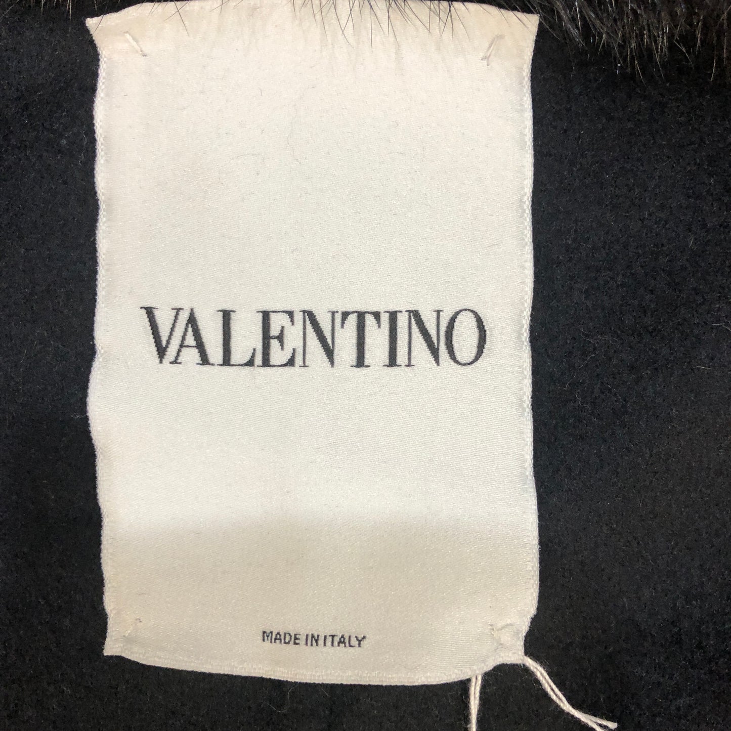 Valentino Black Fur Collar Ruffle Coat Size 40