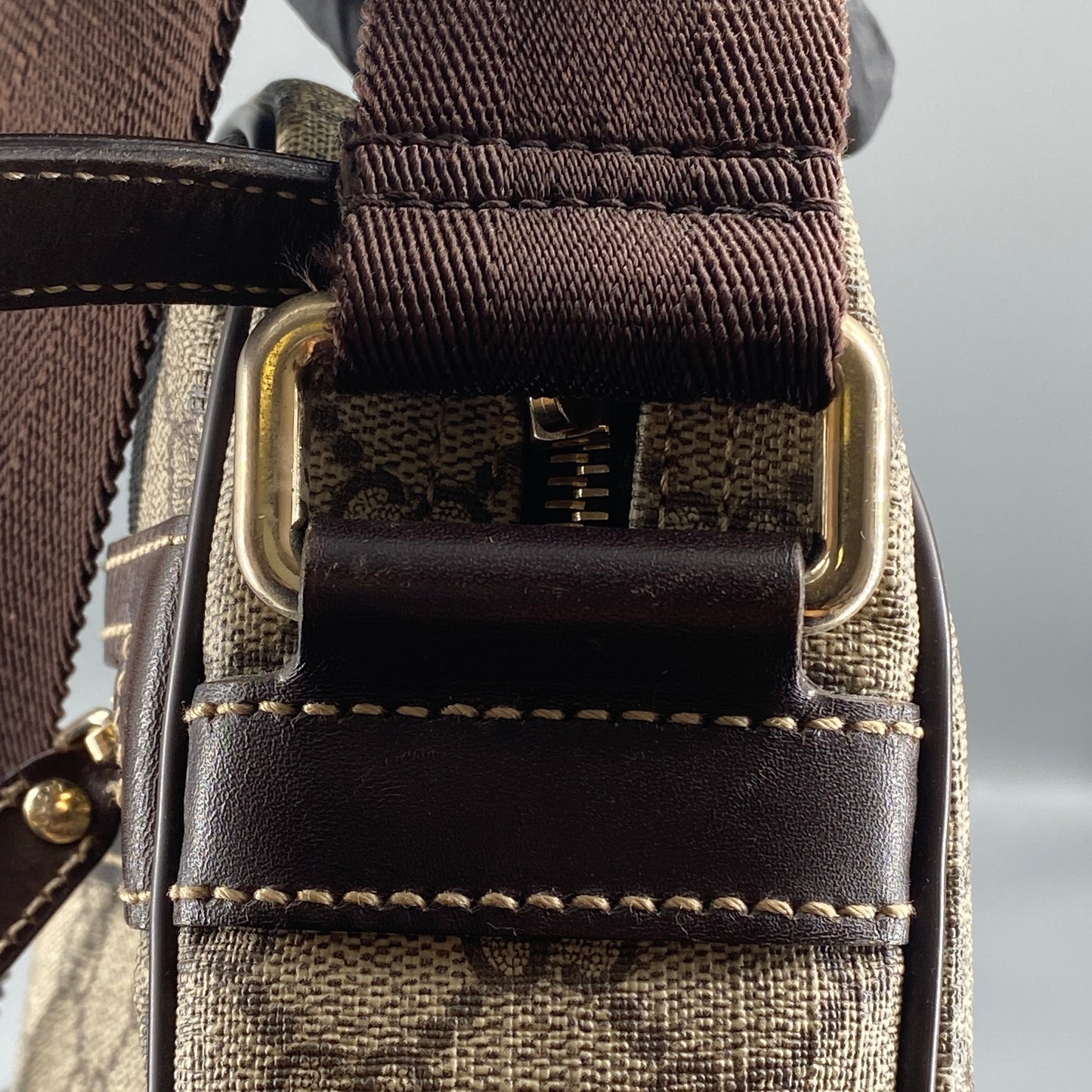 Gucci Beige GG Canvas Vertical Messenger Crossbody Bag