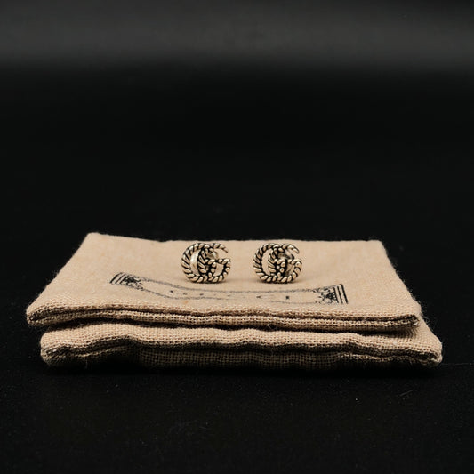 Gucci GG Logo 925 Silver Stud Earrings