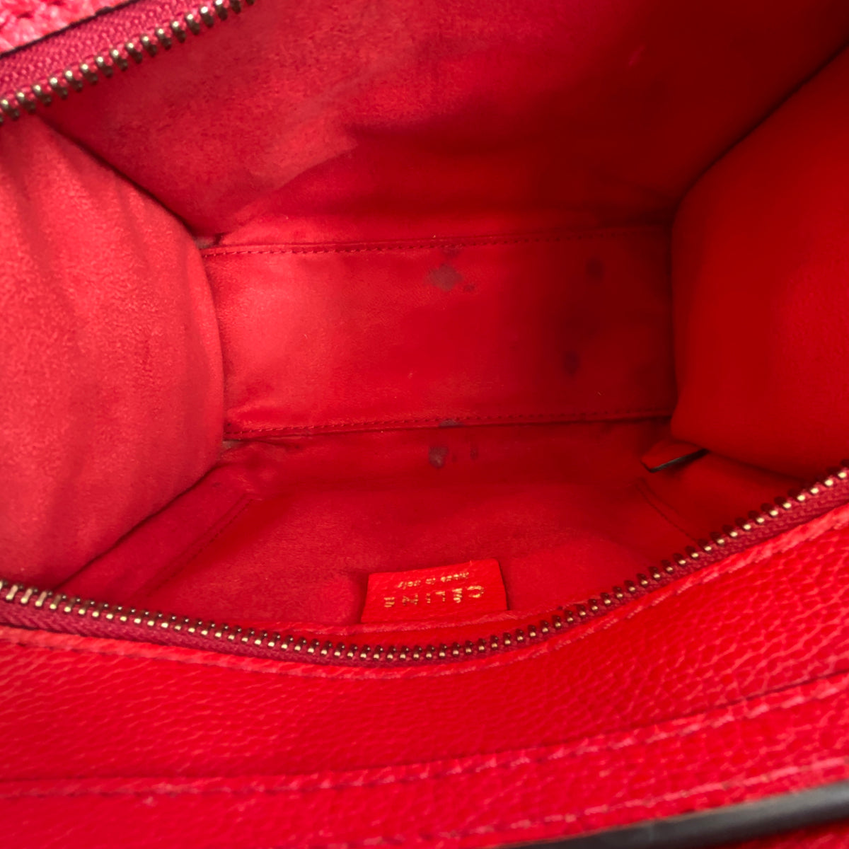 Celine Nano Luggage Red Leather Tote Bag